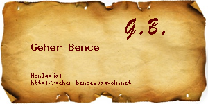 Geher Bence névjegykártya